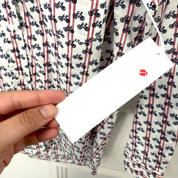 NWT Frank & Eileen Grayson The Hero Button Down Bicycle Print Shirt Size 1 - Picture 4 of 7